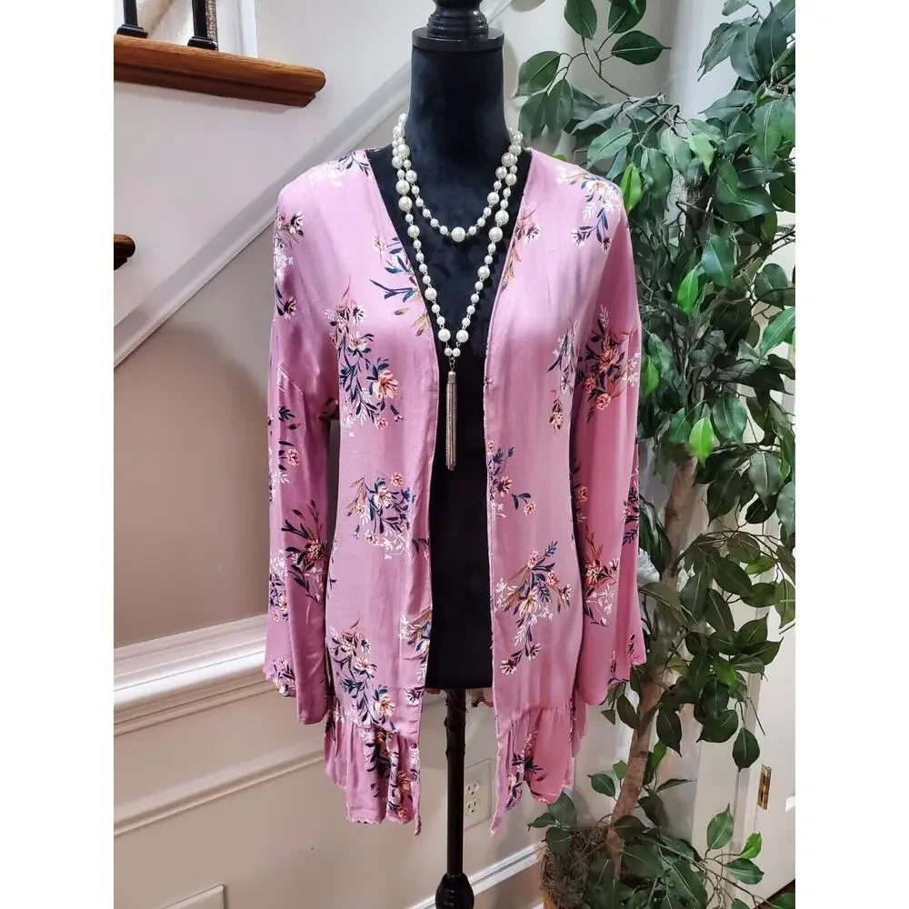 Cotton On Women's Pink Floral Viscose Long Sleeve Open Front Casual Jacket XS - Picture 9 of 9